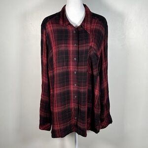 Lane Bryant Women Multicolor Long Sleeve Plaid Button Down Shirt Size 22/24